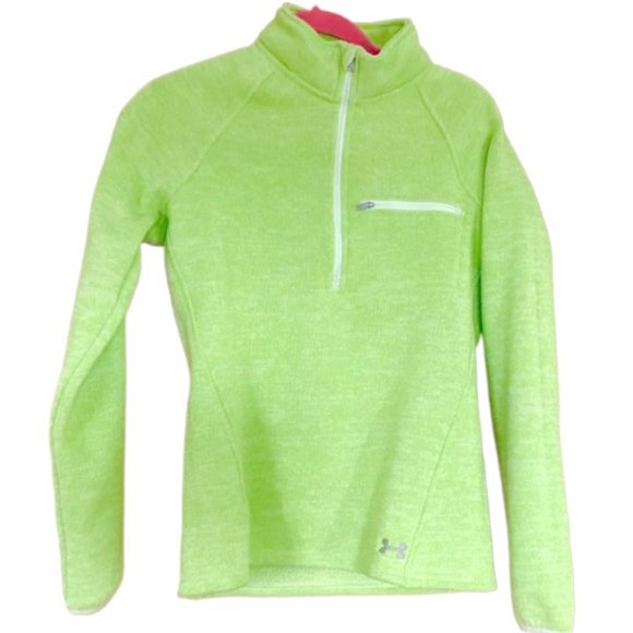 Under Armour Womens Green Fleece Lined Quarter Zip Sweater Top, M - Picture 1 of 4
